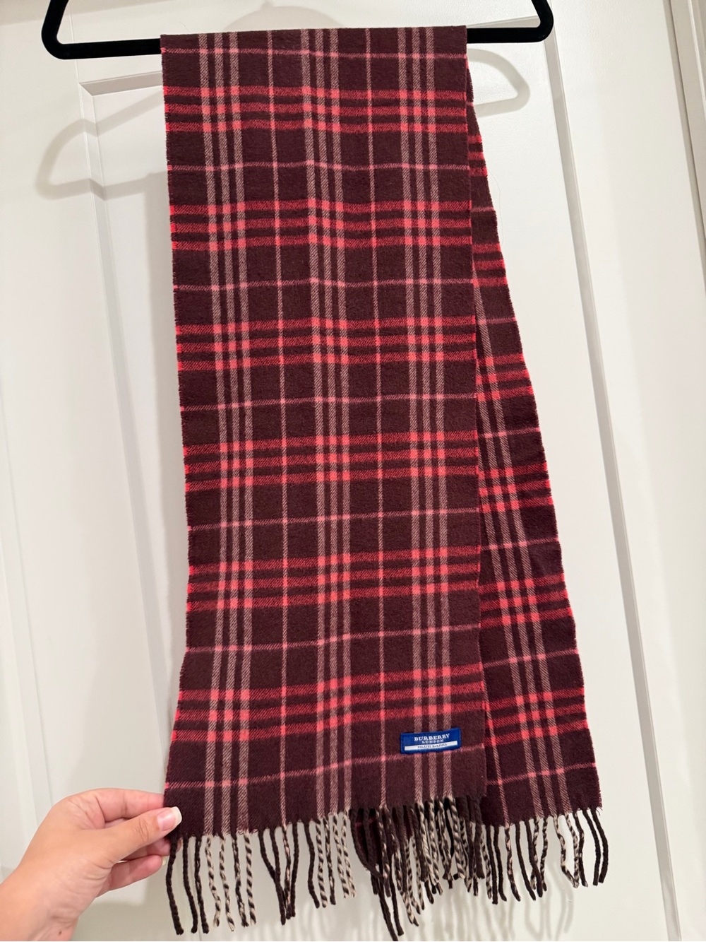 Burberry Red Plaid cashmere/ Wool blend Scarf AUTHENTIC